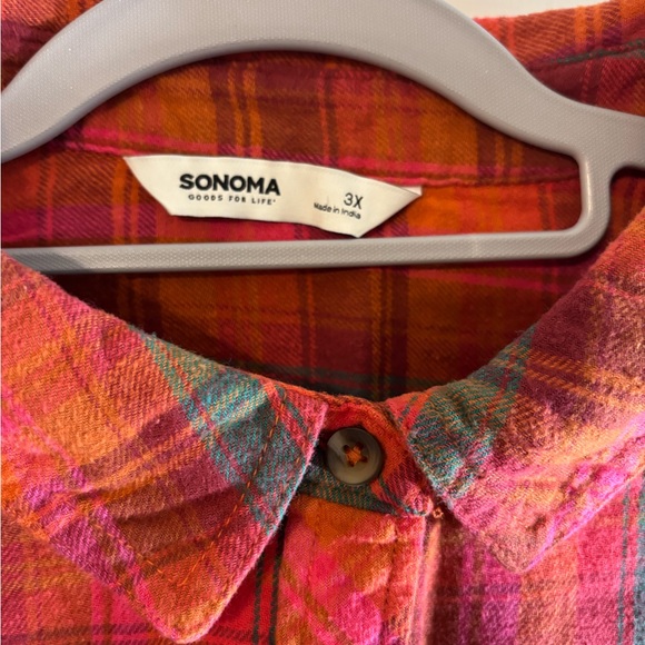 Sonoma 3X Flannel shirt, EUC, reddish orange color, plus size - Picture 4 of 9